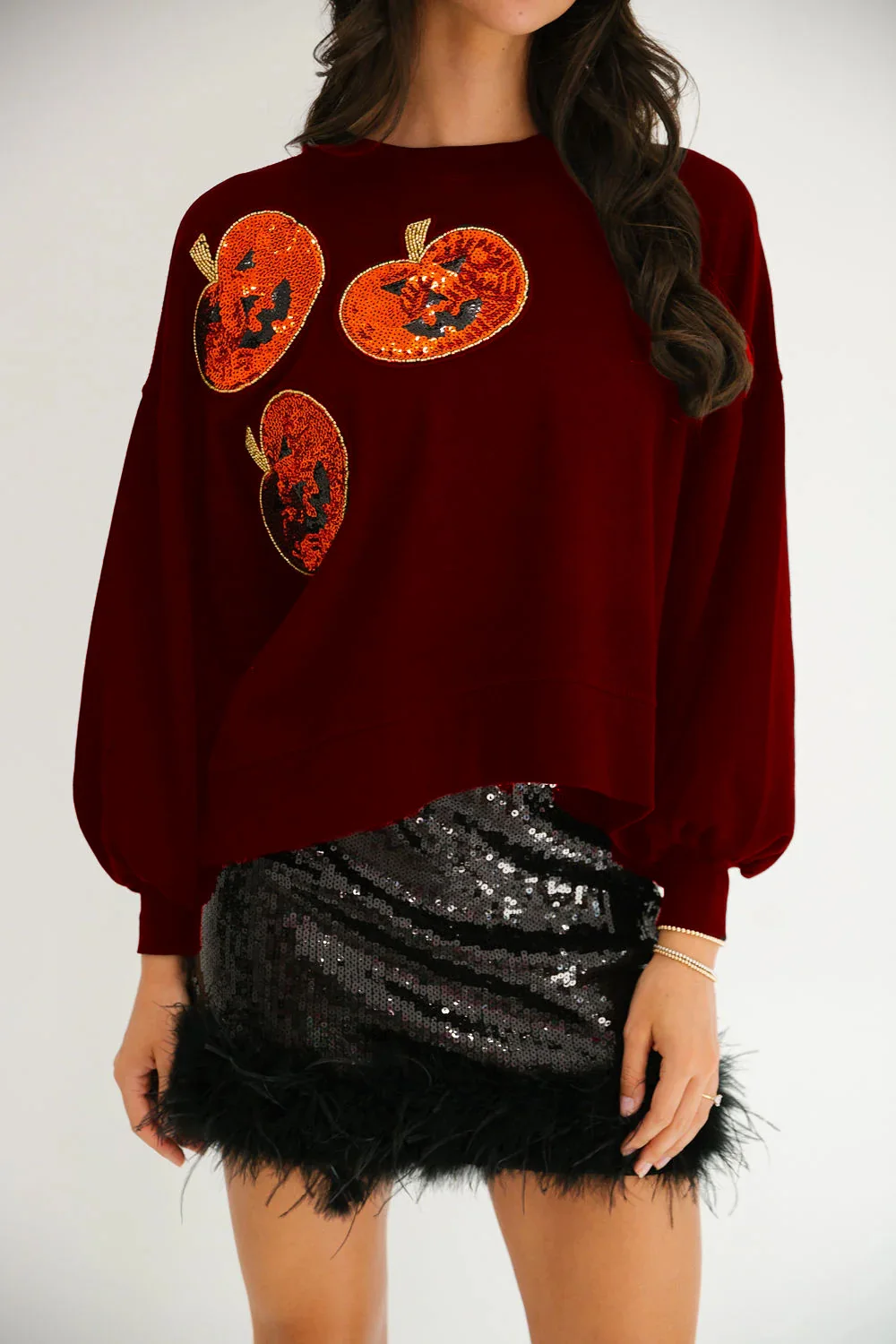 

Sequin Halloween Pumpkin Sweatshirts Tops Women Causal T Shirts Round Neck Full Sleeve Casual Loose Top Autumn Y2k Streetwear