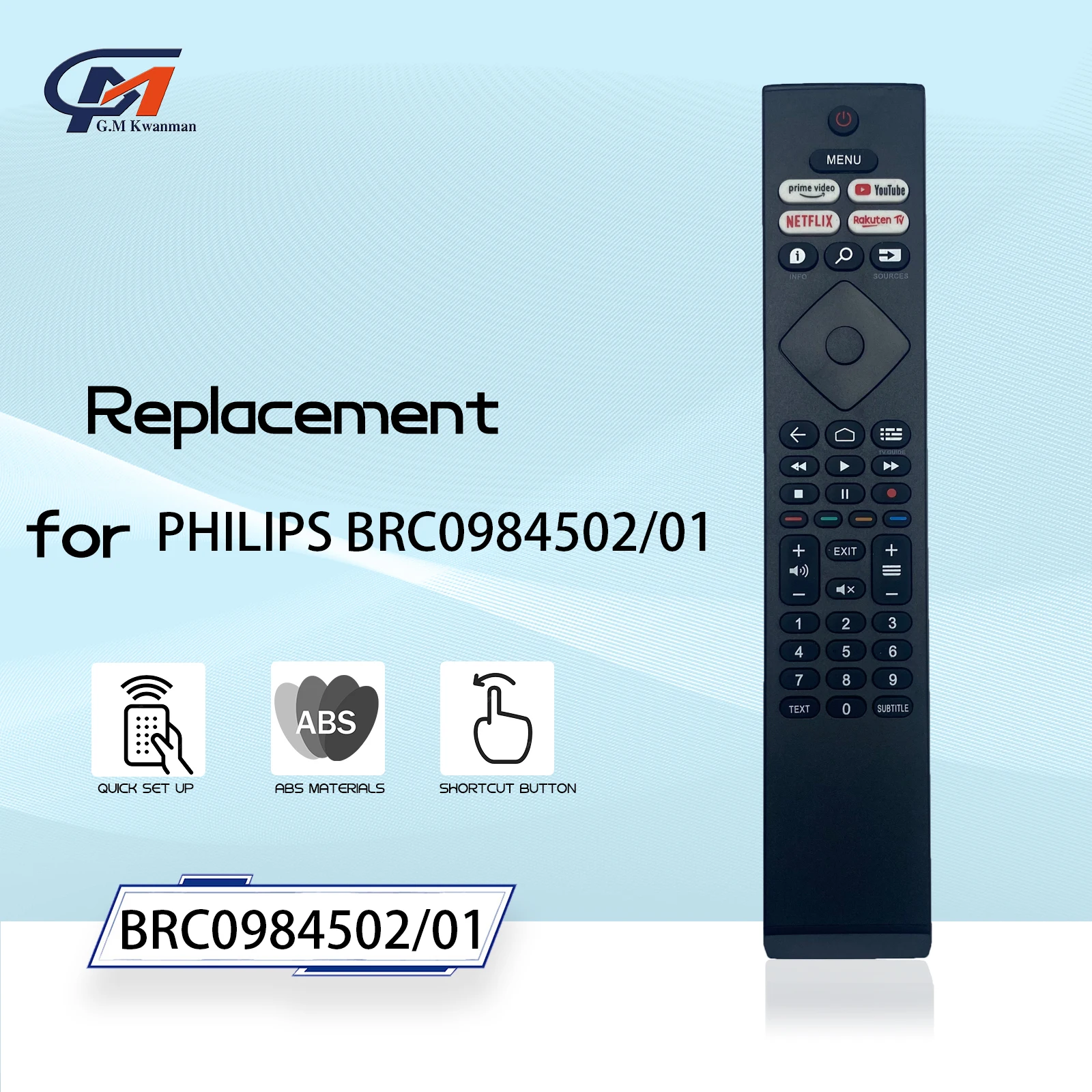 New BRC0984502/01 Replacement Remote Control fit for Philips Smart TV with Netflix YouTube Prime Video Button