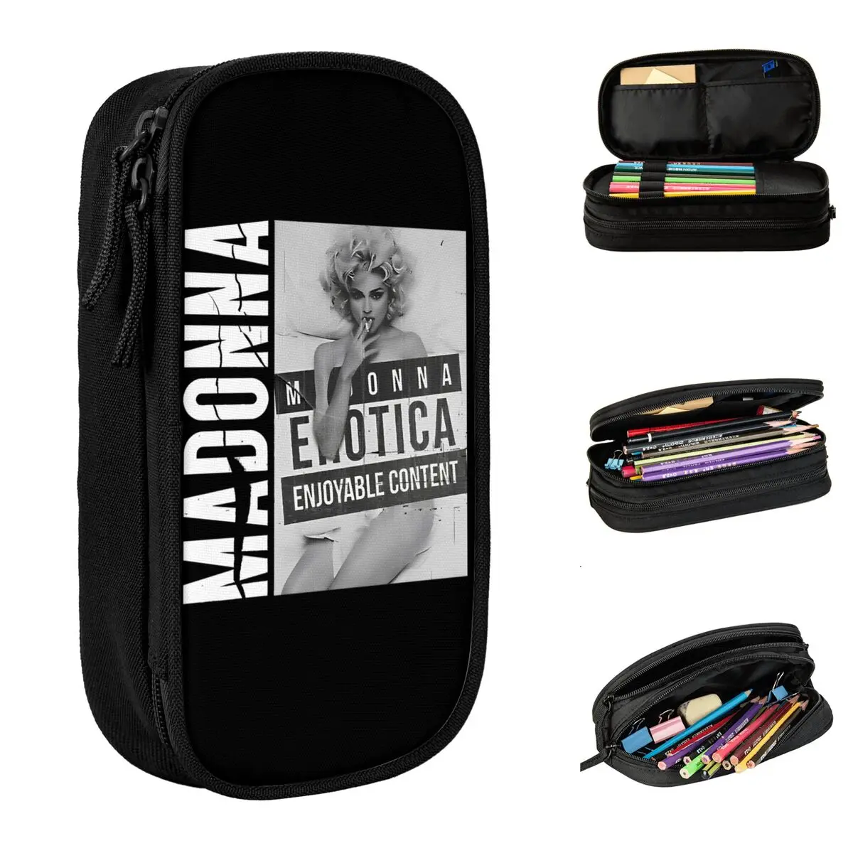 Madonna Music Albums Singer Classic Pop Merch Pen Box Large Capacity School Accessories Pen Case Amazing Gift