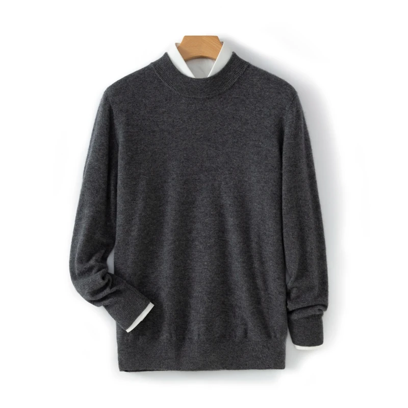 Autumn and Winter New Men's Cashmere pullover Long Sleeve Half High Collar Knitted Pattern Sweater High Quality Warm Fashion Top