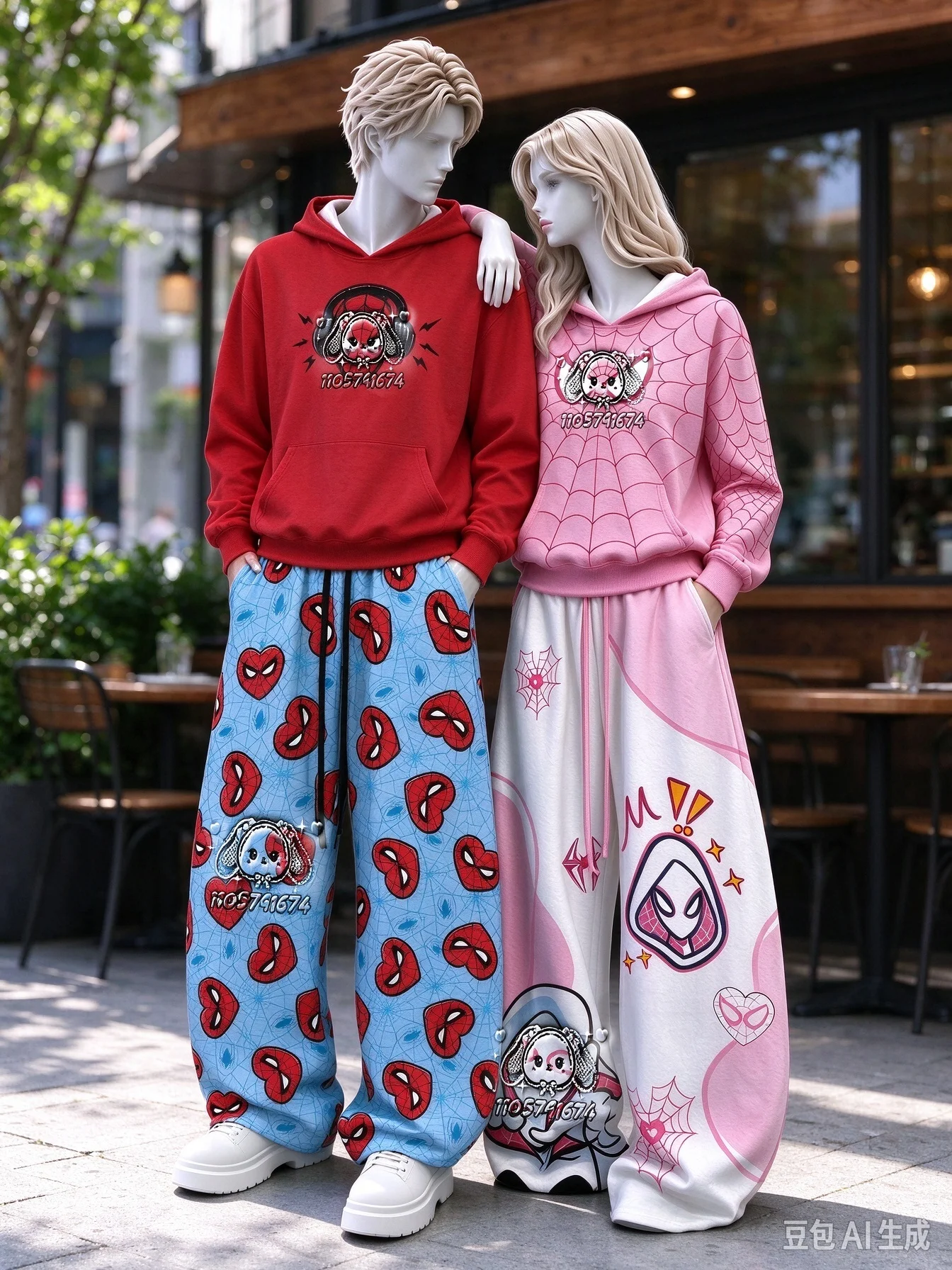 FamilyMatching Spider Pattern Full Series Character Hooded Set, Anime Print, Fashion Streetwear Unisex Autumn Winter Top