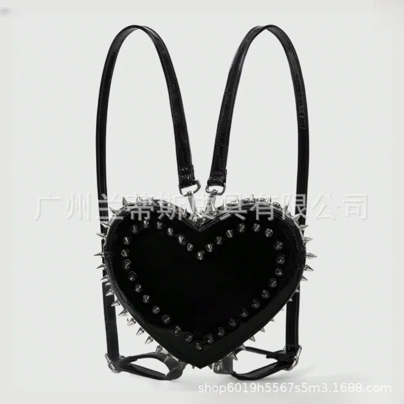 Summer Red Crossbody Bag with Metal Studs Adjustable Strap Daily Use Fashion Backpack Рюкзак С Экраном view 2