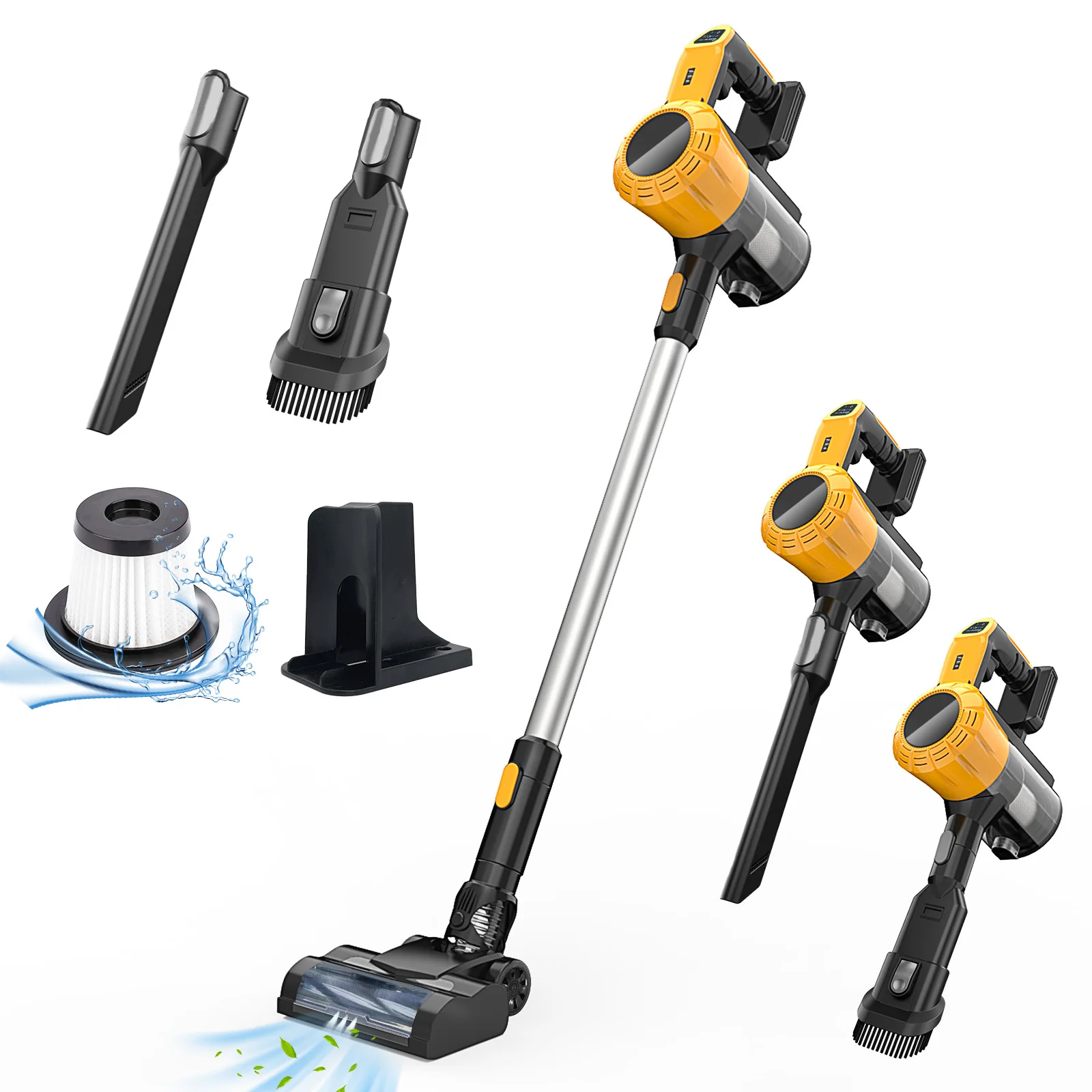 Cordless Vacuum Cleaner, 375W 30KPA 60 Mins Runtime Removable Battery, Handheld Vacuum for Pet Hair/Carpet/Floor