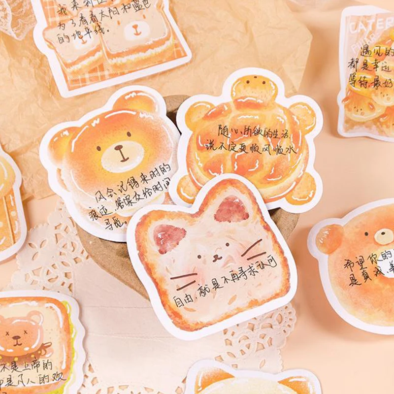 40Sheets Kawaii Special-shaped Animal Bread Toast Sticky Note Cute Self-Adhesive Notepad School Office Supplies Stationery