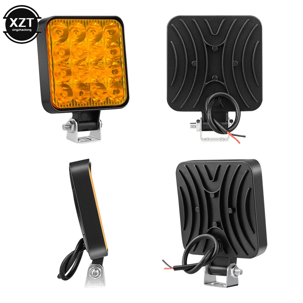 12V 48W Mini Square LED Worklight Offroad Work Light for Car Auto 16 LED Spotlight for Truck Tractor Light Bar Fog Lamp SUV ATV