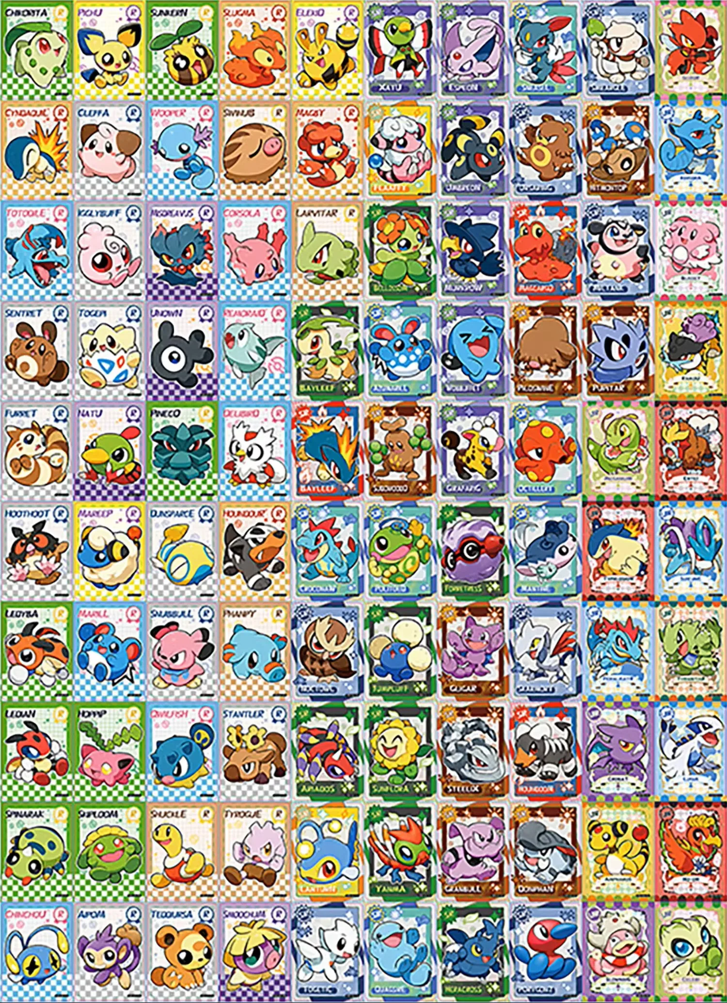 60Pcs Blind Box Vol1 2 PokeBaBy Cute DIY Card Pocket Monster Holographic 1996 Q151 Anime Version Classical Collection Card