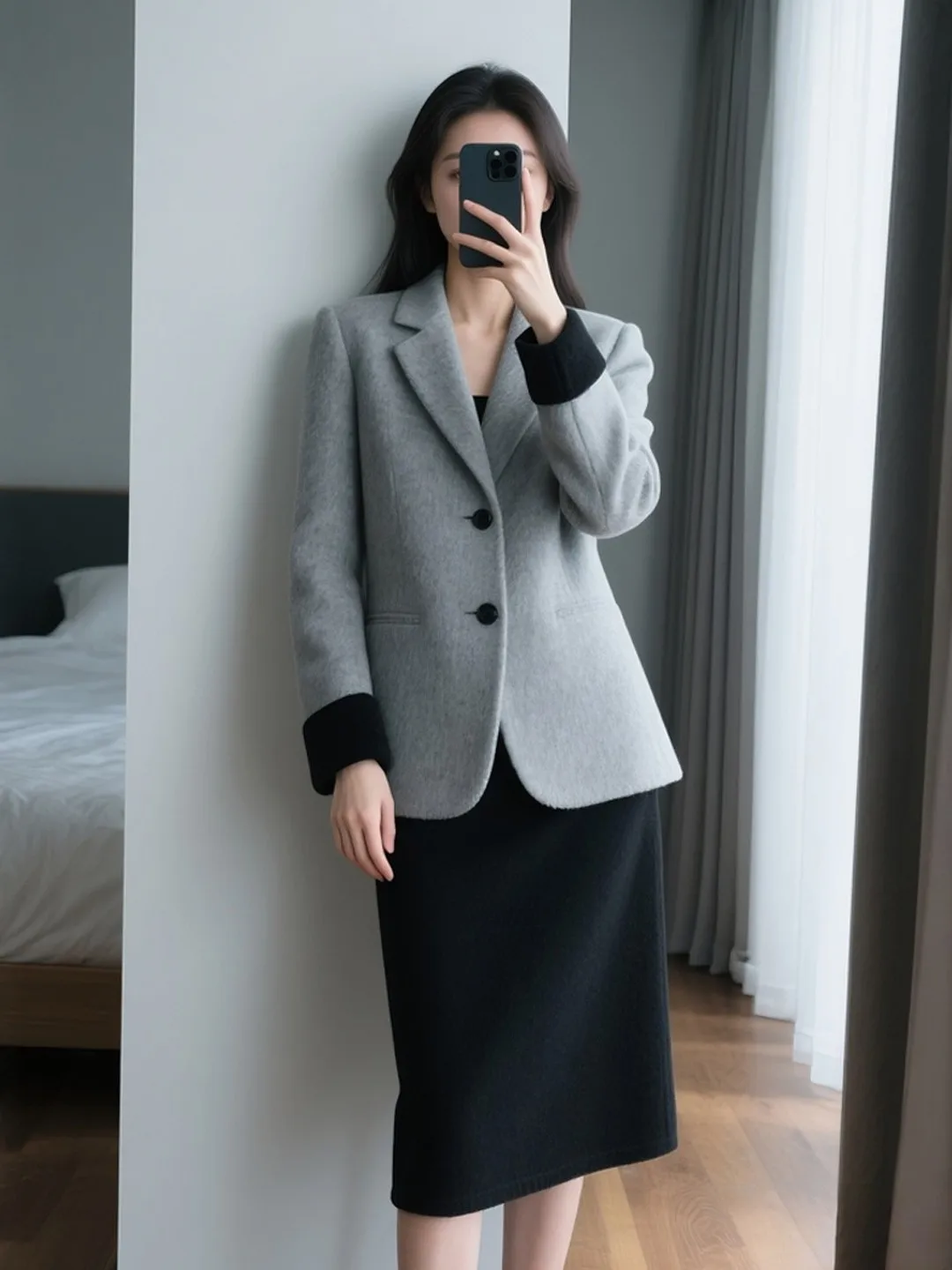 

Ele Vintage Women's Suit Two-Piece Set High Waist A-Line Skirt Commute Ready Clete Ensemble Early Spring New Arrival