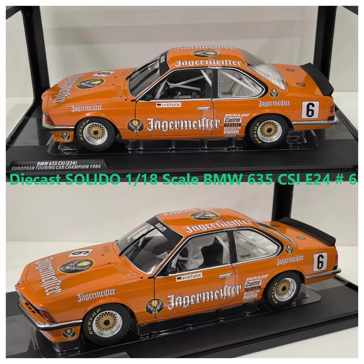 Diecast SOLIDO 1/18 Scale BMW 635 CSI E24 # 6 1984 Deer Head Coating 58 59 Alloy Car Model
