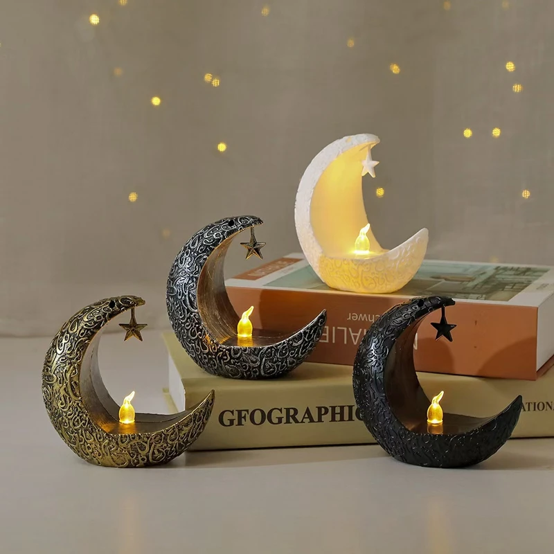 Eid Gift Moon Style Candlestick Lights Middle East Kareem Home Ramadan Decoration Eid Mubarak Al Adha Gurbang Festival Supplies