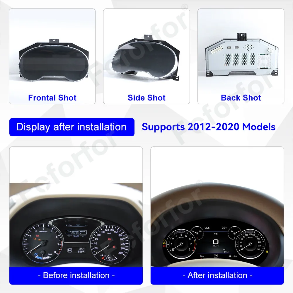 Fofor عداد سرعة السيارة LCD أداة لوحة القيادة الرقمية لوحة العنقودية لنيسان باثفندر 2012 ~ 2020 لوحة القيادة العنقودية