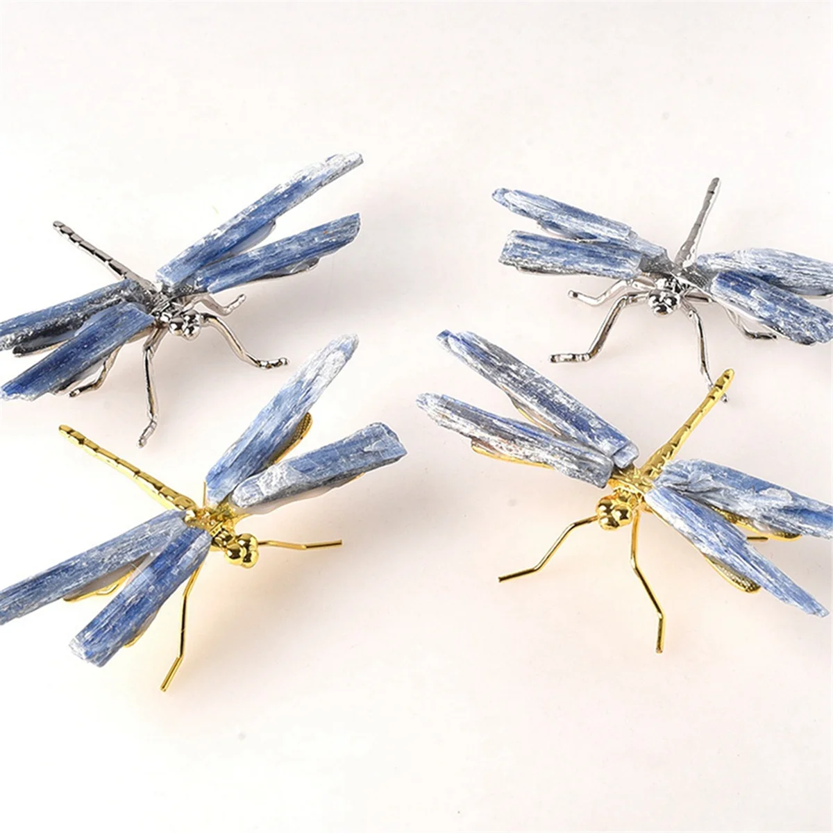 

SuperDeals Kyanite Dragonfly Figurine Crystal Stone Crafts Butterfly Mineral Home Decoration A