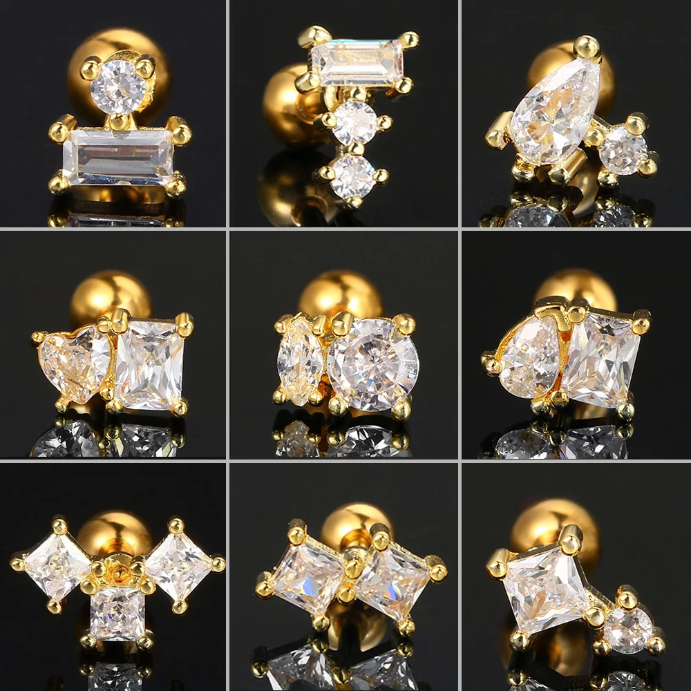 1pc Ohr Piercing y2k Daith Tragus Knorpel Ohr stecker für Frauen zarte Geometrie Zirkonia Helix Lappen Zubehör Schmuck