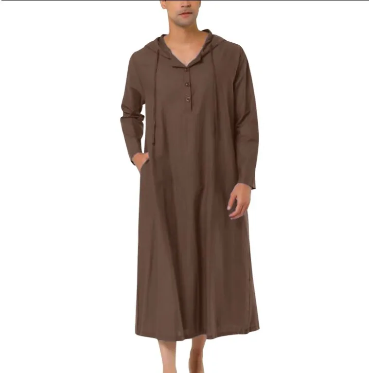 Mens Long Robe Muslim Kimono Dishdasha Modest Abaya Islamic Dubai Saudi Abayas Prayer Hooded Kaftan Ramadan Morocco Jubba Thobe