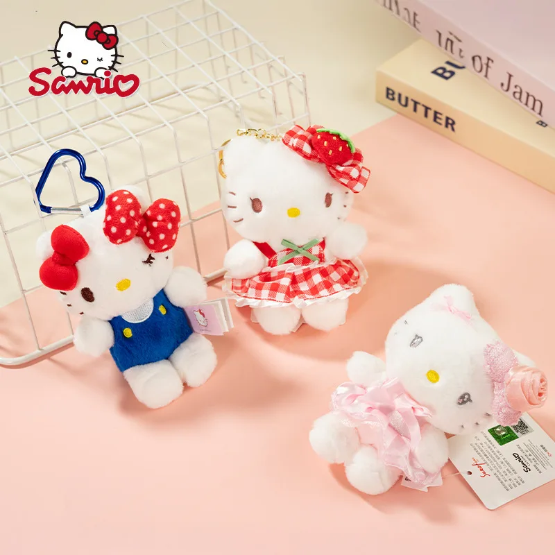 

Retro Hello Kitty Sanrio Plaid Multiple Styles Cartoon Metal Material Cute Keychain Plush Stuffed Toy Birthday Gift for Friend