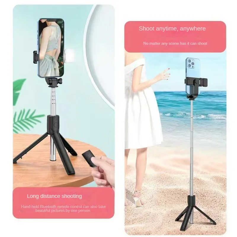 Perche à Selfie sans fil Bluetooth, Mini trépied, obturateur à distance extensible, lumière Led pour Smartphones, équilibre, prise de vue stable en direct