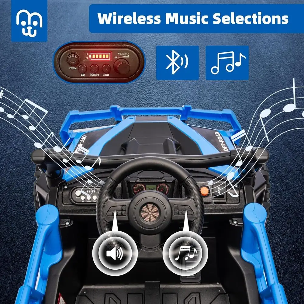 Télécommande de voiture de camion pour enfants 24V, moteurs doubles 55W, vitesse maximale 4MPH, UTV tout-terrain, musique Bluetooth, système de Suspension Safet