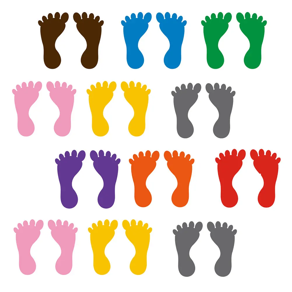 12Pairs ملصقات بصمة البلاستيكية الشارات رياض الأطفال علامات أرضية الفصول الدراسية قدم علامات للأطفال تطبيق داخلي وخارجي