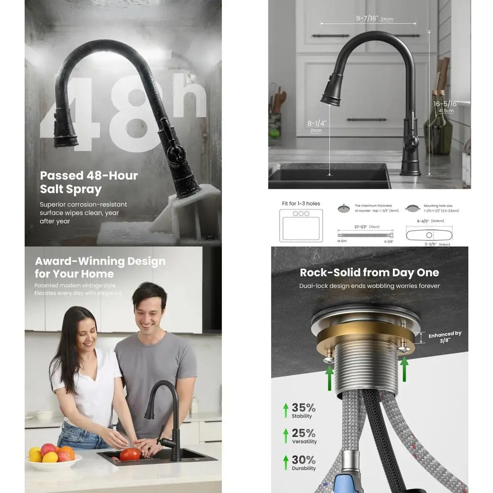 

Матовый черный кухонный смеситель с выдвижным изливом и датчиком движения, умный однорычажный смеситель для раковины, детали с сертификатом cUPC