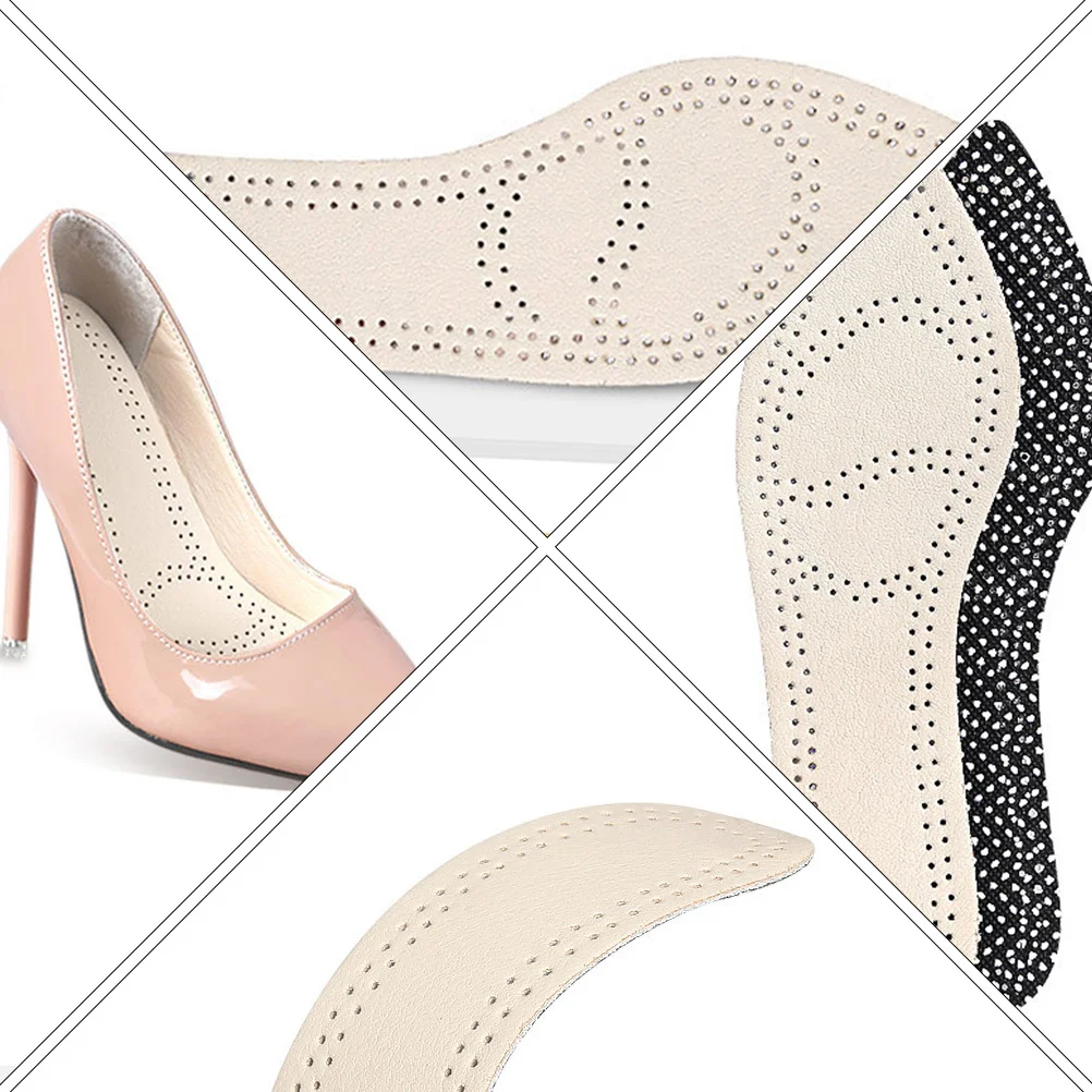 

2Pairs Soft Cow Insole for High Heels Easy Fit Anti-Loose Shoe Bottom Insert Breathable Insole for Office