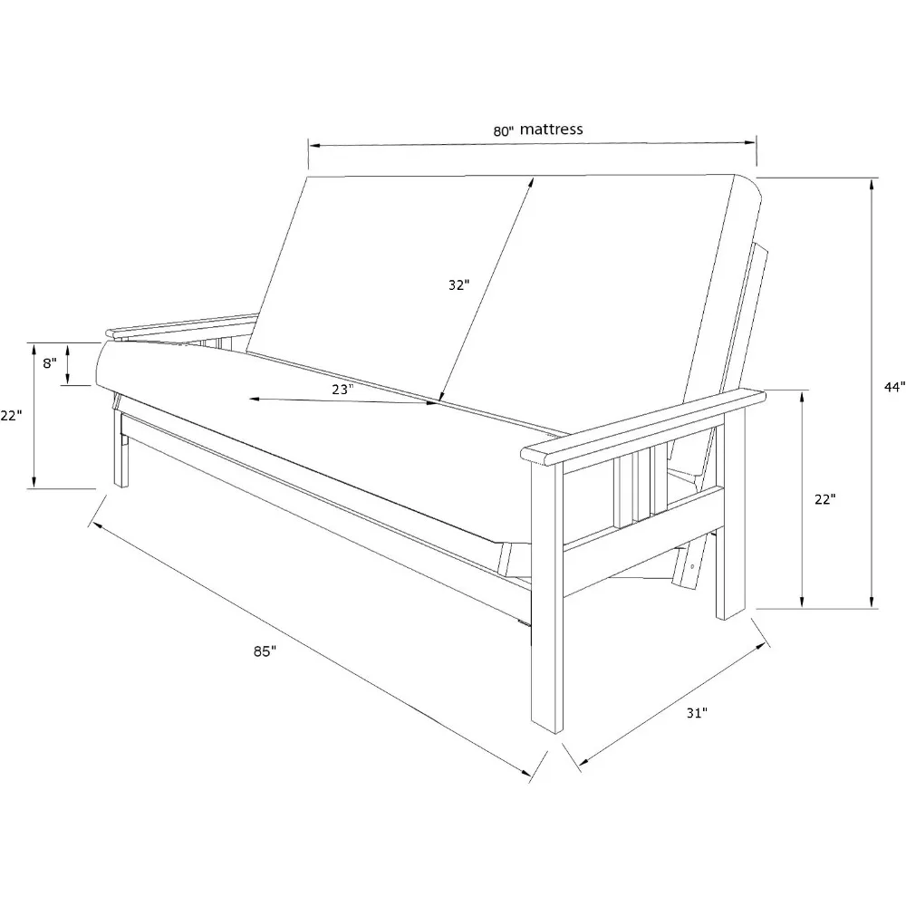 Monterey Queen Solid Hardwood Futon Frame in Espresso