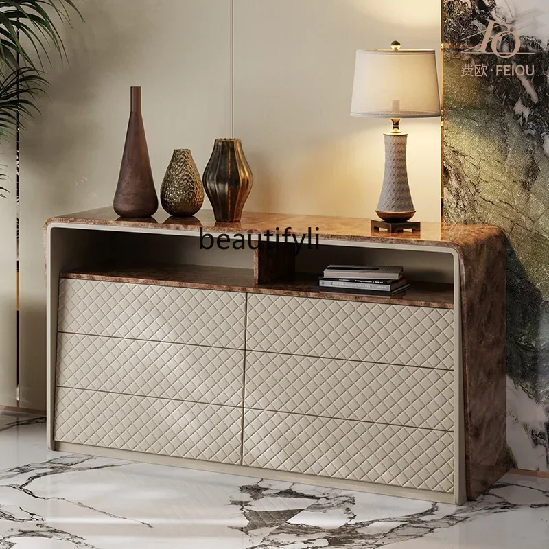 183Light luxury dining side cabinet Italian high-end paint bedroom TV cabinet storage storage six chest cabinet6005