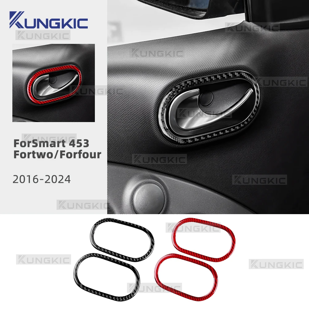 Real Soft Carbon Fiber For Mercedes Benz Smart 453 Fortwo Forfour 2016 2017 2018 2019 2020-2024 Car Door Handle Frame Stickers