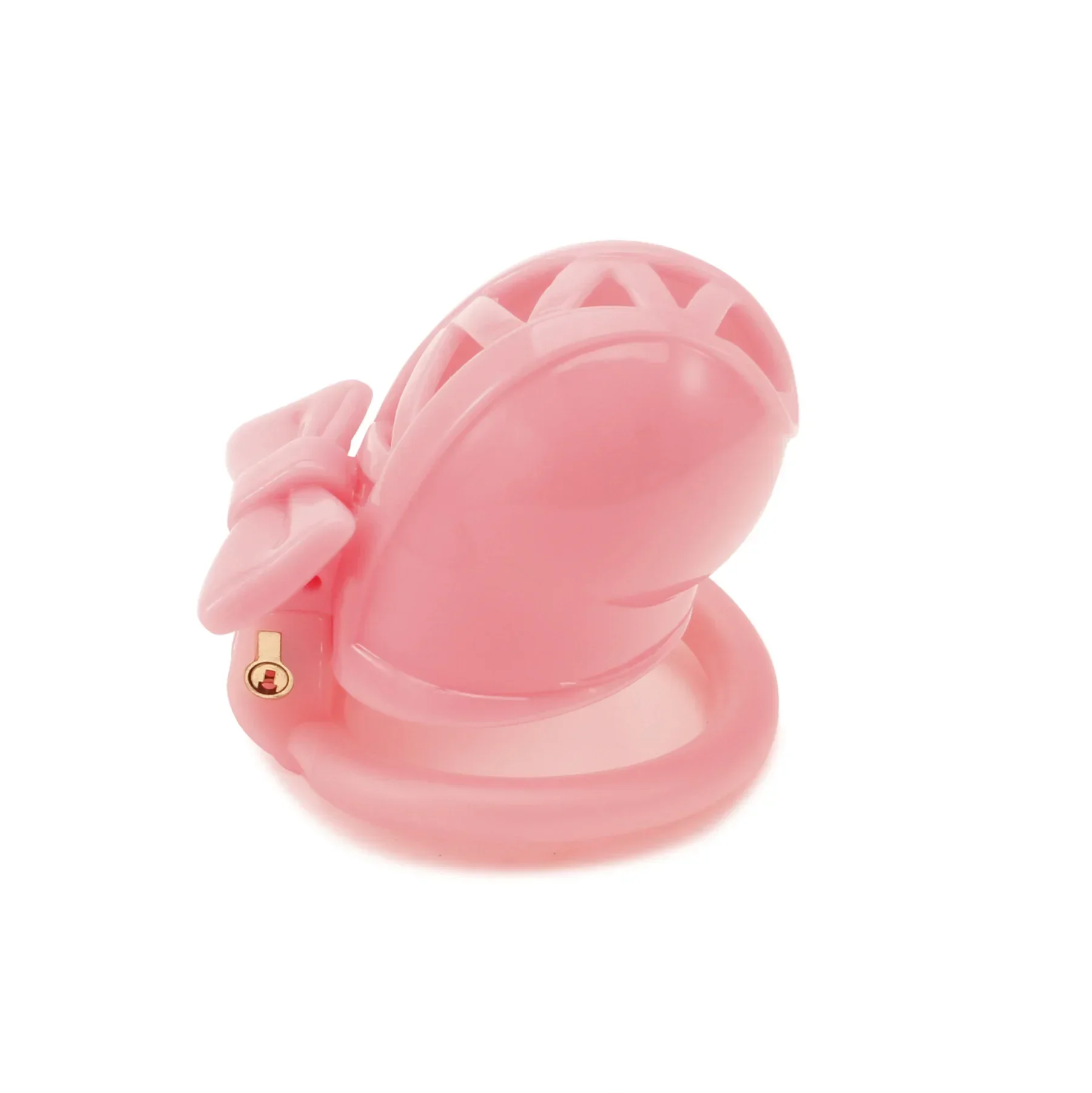 Cute Pink Bow Chastity Cage Male Bondage Lower Body Device with 4 Size Rings Sissy Cock Cage Anti Cheating Sex Toys for Men Gay view 4