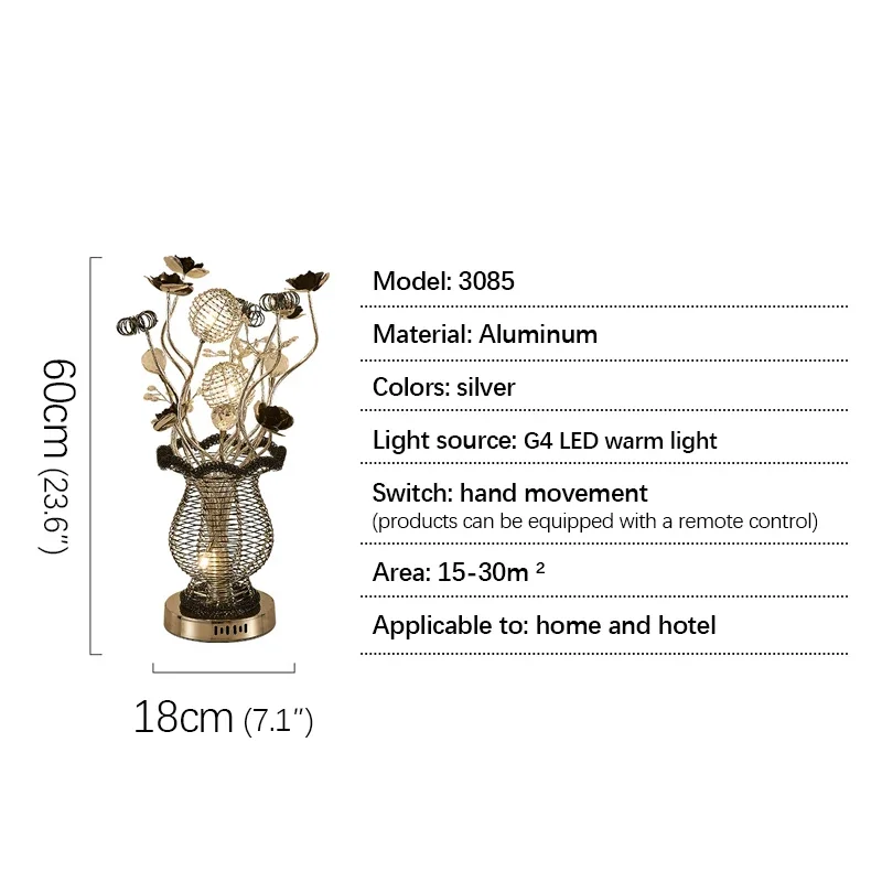 OUFULA โมเดิร์นแจกันตารางโคมไฟแฟชั่นสีดําห้องนั่งเล่นห้องนอน LED อลูมิเนียมลวดตกแต่งโคมไฟตั้งโต๊ะ