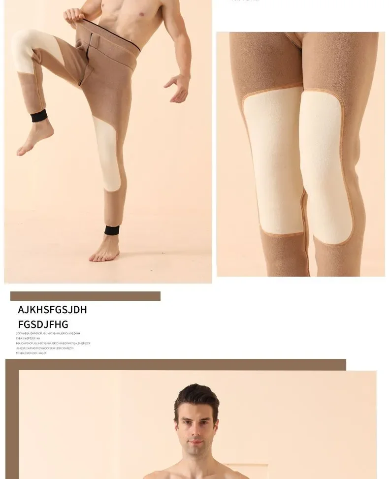 Men's Thermal Pants Stretch Leggings Alpaca Wool Winter Underwear Goods Cold Stretch Classic Plush Thick Cotton-padded Trousers