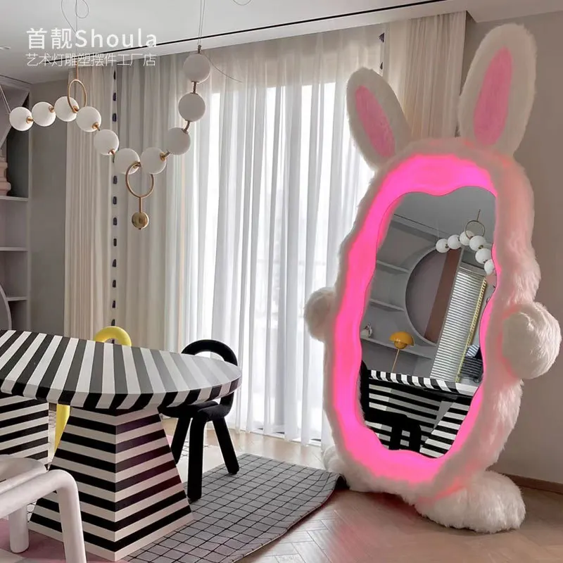 Full-length Floor Mirror, Popular on Social Media (instagram), for Home Use in The Living Room. Features Cartoon Lights