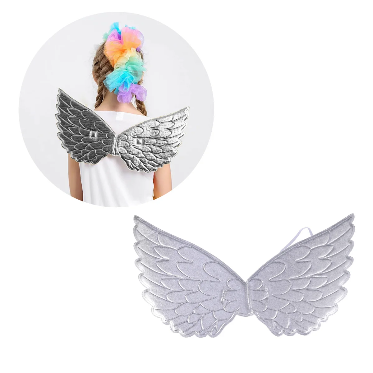 어린이 날개 코스프레 실버 소품 어린이를위한 할로윈 무대 파티 축제 요정 의상 코스프레 액세서리