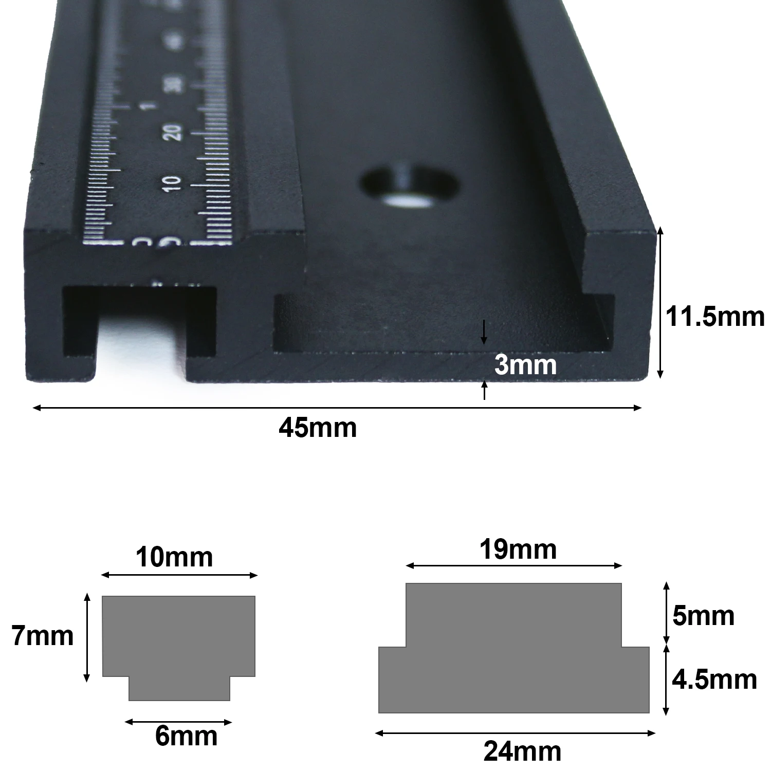 1Pc T-Track 45 Chute with mm/inch Scale Alloy Red T-tracks Slot Miter Track 40cm 60cm Woodworking Saw Table Workbench DIY Tools