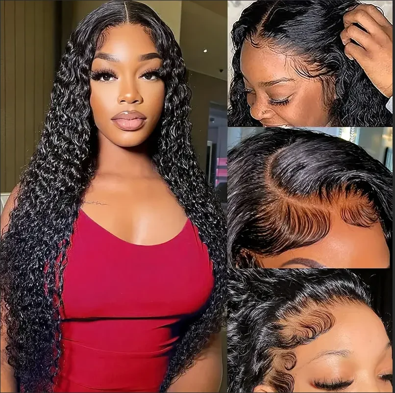 Pelucas delanteras de encaje de onda profunda cabello humano 200 densidad 13x4 peluca de cabello humano onda profunda nudos blanqueados prearrancados pelucas delanteras de encaje para Wo