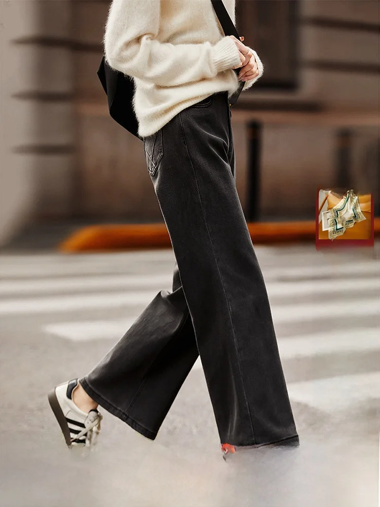 

Xhange женские широкие джинсы с завышенной талией Proc Fce ape утягивающие удобные хлопковые джинсы на молнии с талией для поездок на работу Sle