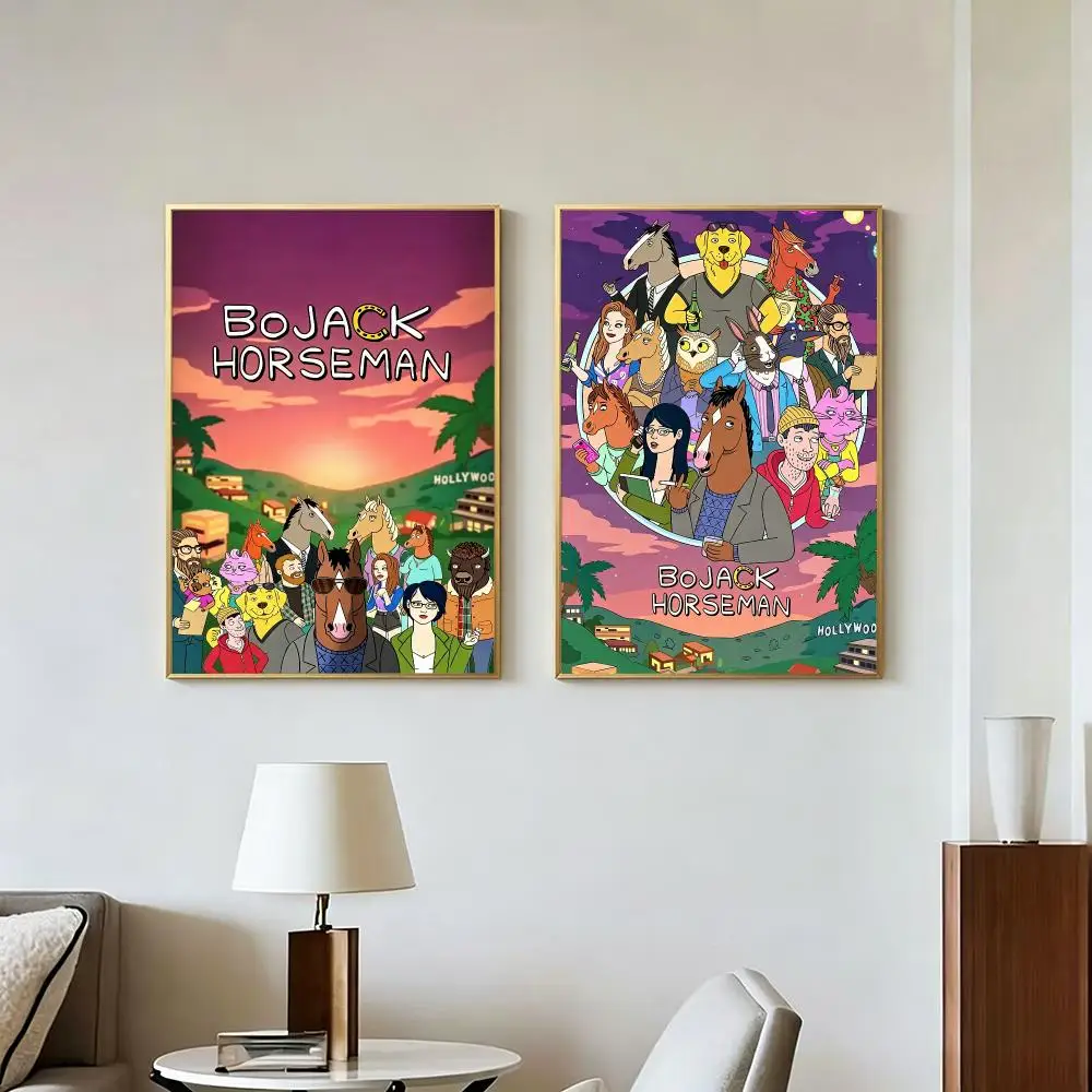 Cartoon Family B-BoJack Horseman Poster Peel And Stick Wall Art Self Adhesive PP Waterproof Wall Decor Living Room Bedroom Gift