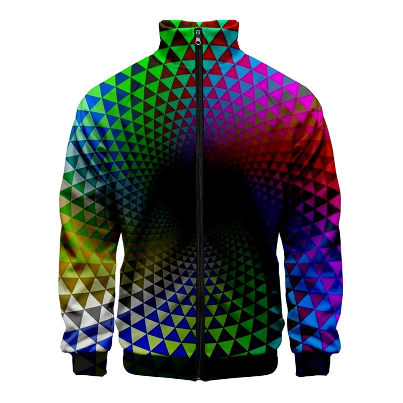 Jaqueta de impressão 3D colorida criativa para homens e mulheres, manga longa casual, moletom com zíper, casaco, roupas artísticas