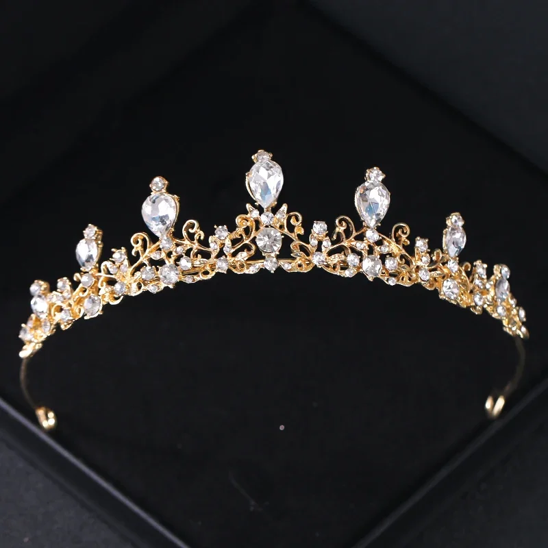 Gold Color Rhinestone Bridal Tiaras And Crowns Crystal Prom Diadem Headband Bridal Wedding Hair Accessories Jewelry Crown Tiara image 4