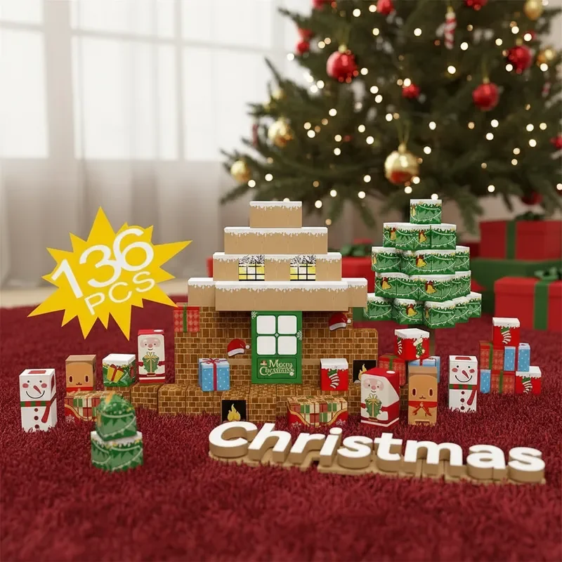 جديد الإبداعية المغناطيسي عيد الميلاد اللبنات سانتا كلوز المشهد نموذج DIY تجميع الطوب للأطفال هدايا عيد الميلاد عيد الميلاد #1
