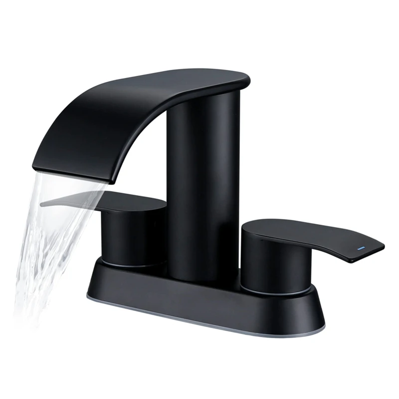 Keran Kamar Mandi Model Air Terjun, Keran Wastafel Kamar Mandi, Keran 2 Tuas Stainless Steel Bebas Timbal untuk Wastafel 2 atau 3 Lubang-VVBC