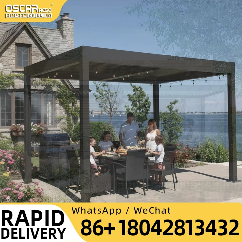 Aluminum Bioclimatic Louvered Roof Outdoor Structure High Quality Patio Shade for Garden Backyard Poolside pergola