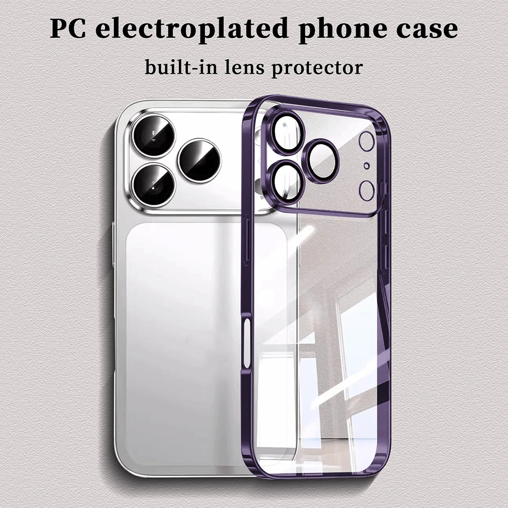 Luxuriöse Transparente Handyhülle mit Galvanisierung für iPhone 17 16 15 14 18 Pro Max 17Pro mit Objektivschutz, Stoßfest, Klare Stoßfänger-Rückabdeckung – Detail 5