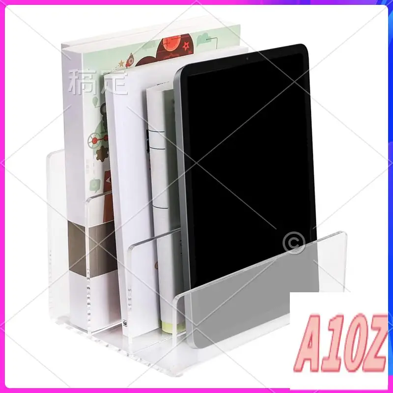 0Z-1 PCS File Holder 3 Sections Vertical Desktop Organizer Transparent Acrylic For Documents Letter Book