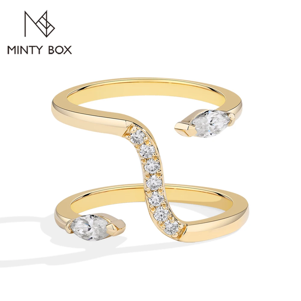 

MINTYBOX Moissanite Band Ring S925 Sterling Silver Lab Grown Diamond Double Ring Desig For Women Wedding Fine Jewelry Gift