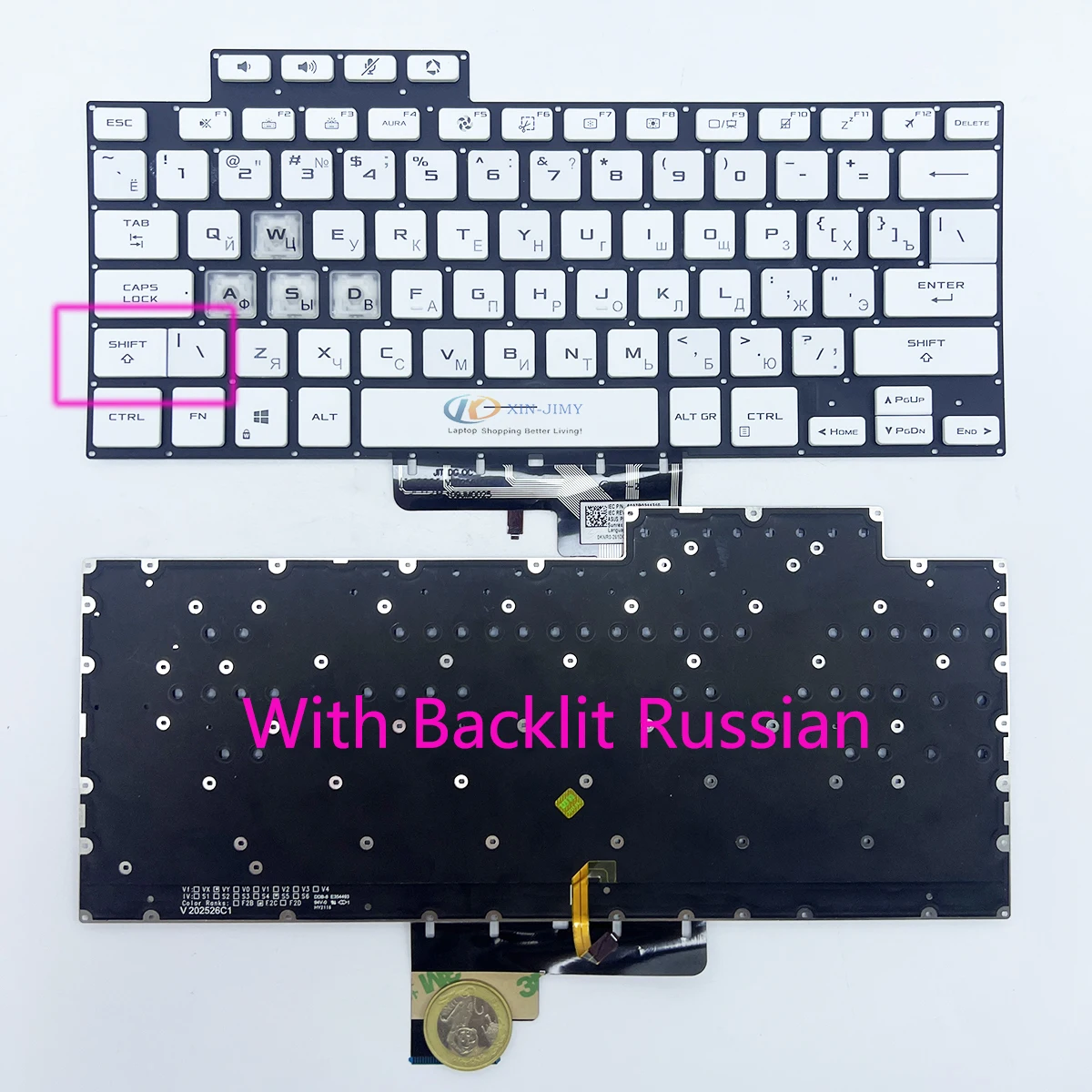 

New US Russian Keyboard For ASUS TUF Dash F15 FA516 FX516 FX516PR FX516P FX516PM FX516PE With Backlit V202526CS1