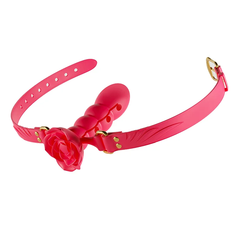 BDSM Ball Gag with Dildo  Silicone Mouth Gag with Penis Attachment, Adjustable Strap Open Mouth O-ring, Sex Restraint Toys for
