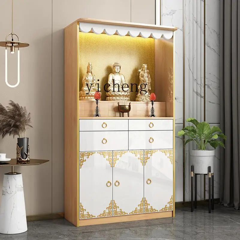 ZZ light luxury white Buddhist niche household economical Buddhist cabinet vertical cabinet solid wood offering table simple