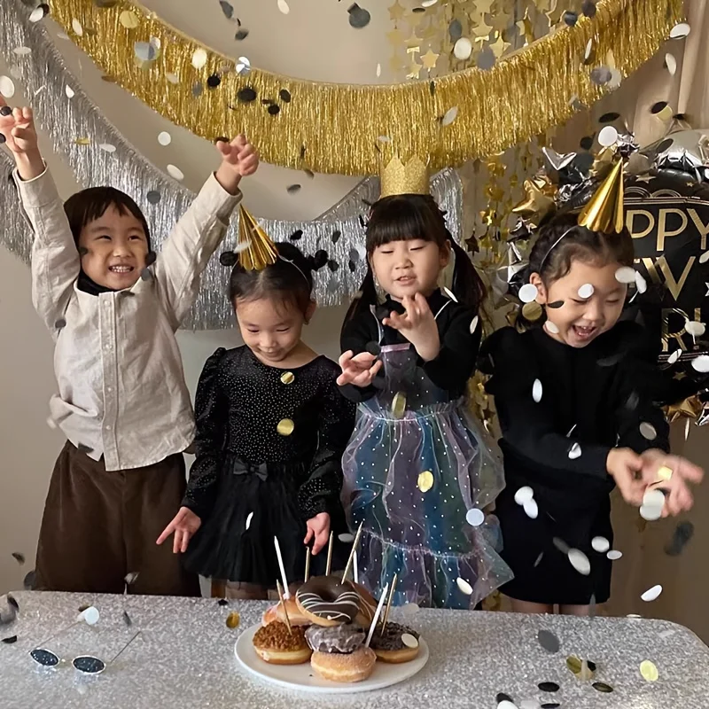 2 قطعة 3 متر من رقائق معدنية هامش لديكورات الحفلات وتنانير الطاولة لحفلات الزفاف وأعياد الميلاد وعيد الميلاد وديكور المنزل