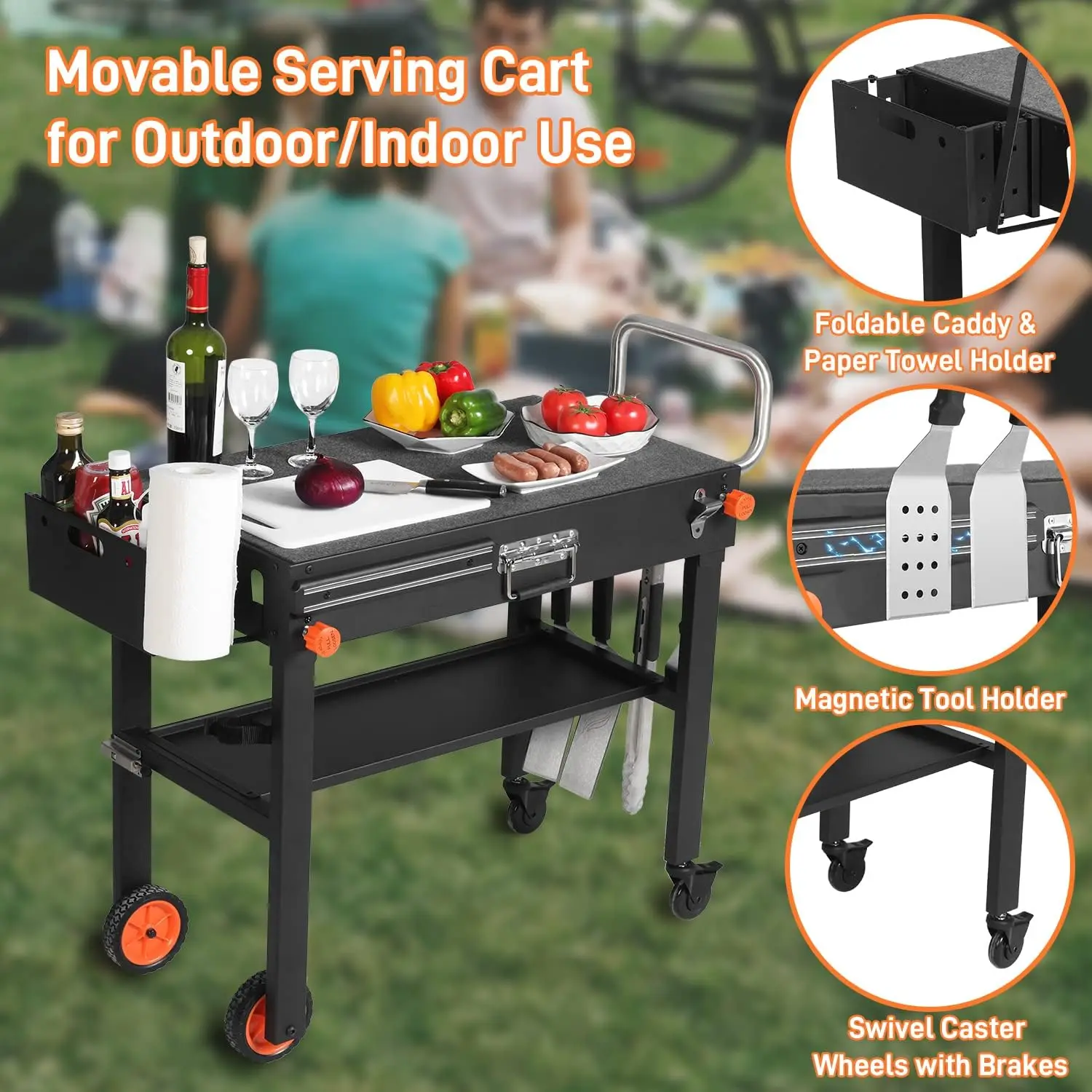 Portable Outdoor Grill Table, Folding Grill Cart Solid And Sturdy, Blackstone Griddle Stand Large Space, Blackstone Table With