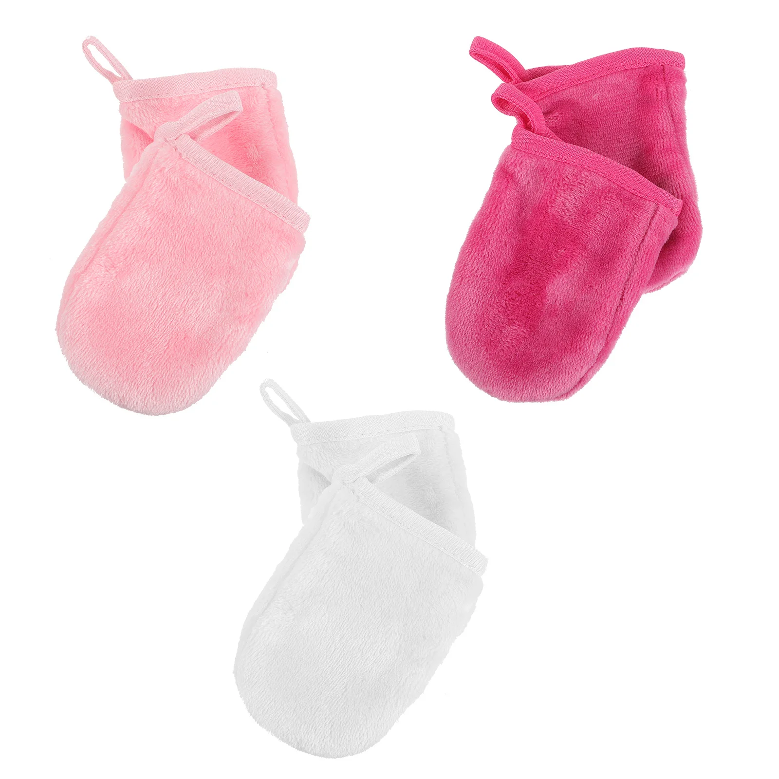 6pcs Facial Cleaning Gloves Makeup Remover Soft Microfiber Exfoliating Face Washing Mitts Hygienic Cleansing Glove With Hanging