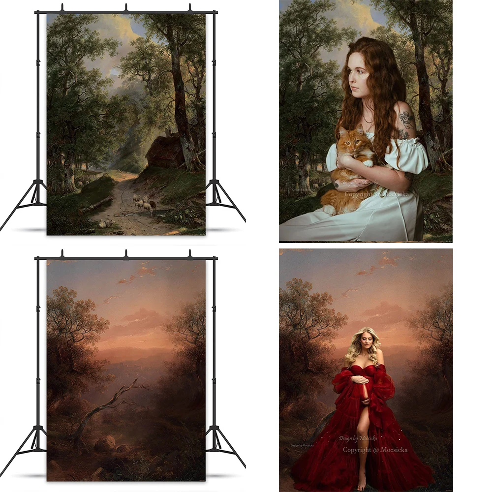 Oil Painting Texture Studio Photography Background Rural Tree Abstract Art Backdrop for Maternity Bride Shower Newborn Photozone